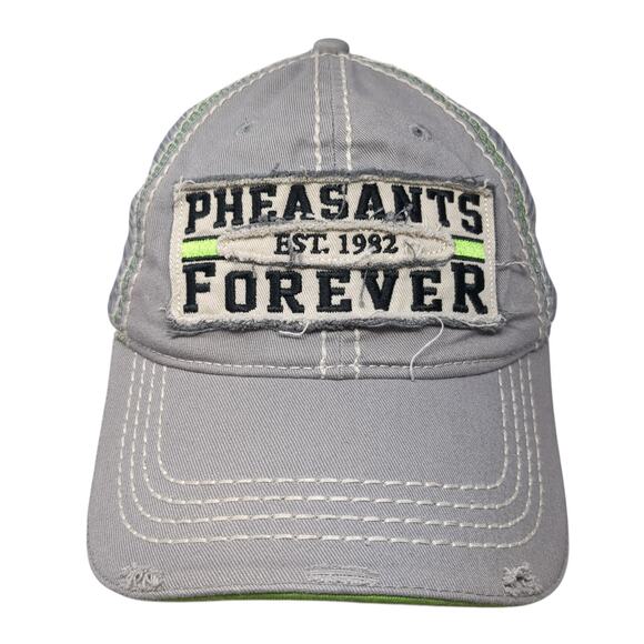 Pheasants Forever Strapback Trucker Hat Gray One Size Adjustable Distressed - Picture 1 of 9